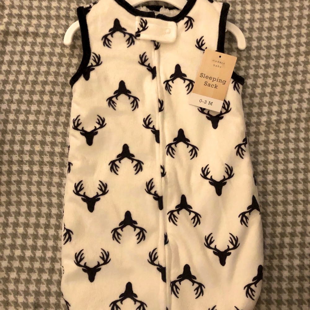 Modern Baby Black & White Deer Sleep Sack Fleece